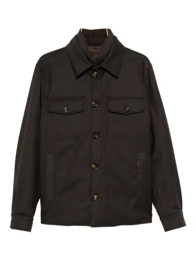 MOORER BUTTON-FASTENING FLAP-POCKET JACKET