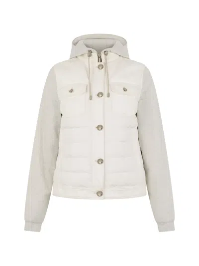 Moorer Button-front Hooded Puffer Jacket In White