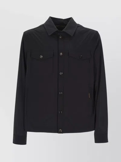 Moorer Button Front Jacket Pockets In Blue
