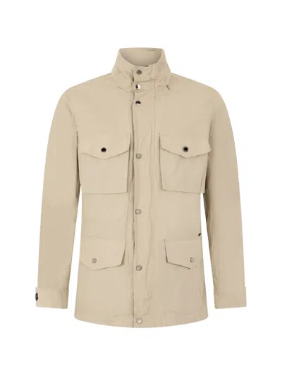 Moorer Button Front Pocket Jacket In Neutral