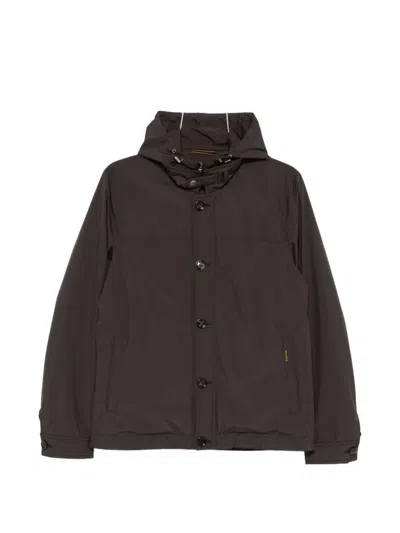 Moorer Button Hooded Jacket In Brown
