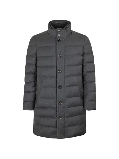 Moorer Button Padded Coat In Blue