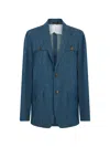 Moorer Button Pocket Blazer In Blue