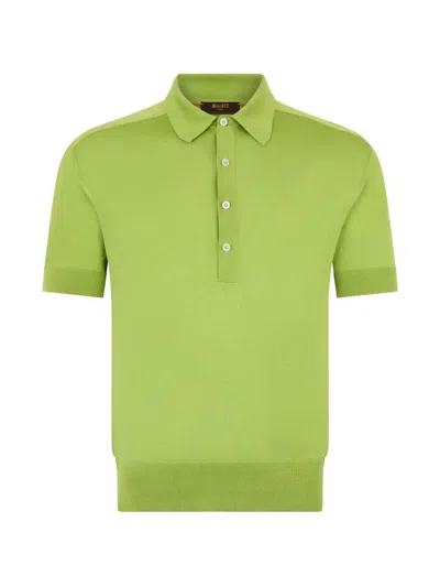 Moorer Button Polo Shirt In Green