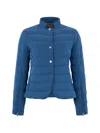 Moorer Button Quilted Jacket In Blue