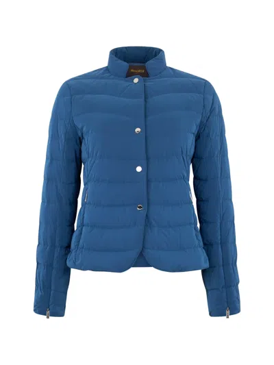 Moorer Button Quilted Jacket In Blue