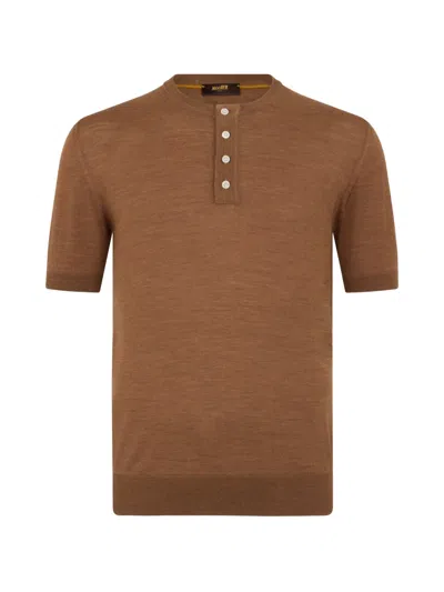Moorer Button Short-sleeve T-shirt In Brown