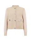 Moorer Button Suede Jacket In Multi
