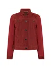 Moorer Button Suede Jacket In Red