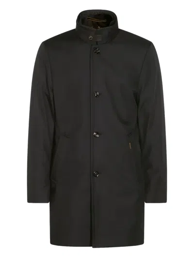 Moorer Dark Blue Coat In Black