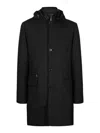 Moorer Button-up Hooded Coat In Negro