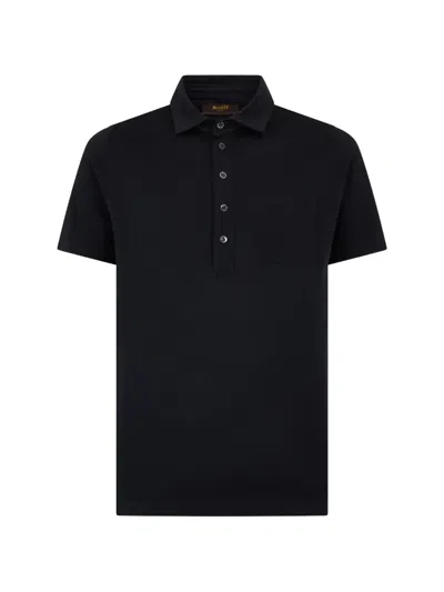 Moorer Button-up Polo Shirt In Blue
