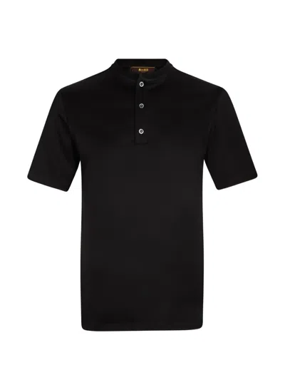 Moorer Button-up T-shirt In Black