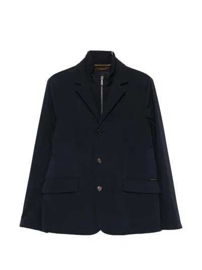 Moorer Button Zip Jacket In Blue