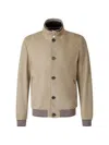 Moorer Button Zip Jacket In Neutral