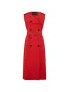 Moorer Buttoned Belted Coat In Red