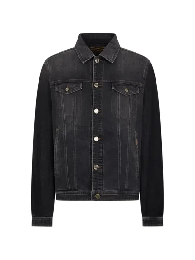 Moorer Buttoned Denim Jacket In Animal Print