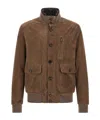 Moorer Buttoned High Neck Jacket In Brown