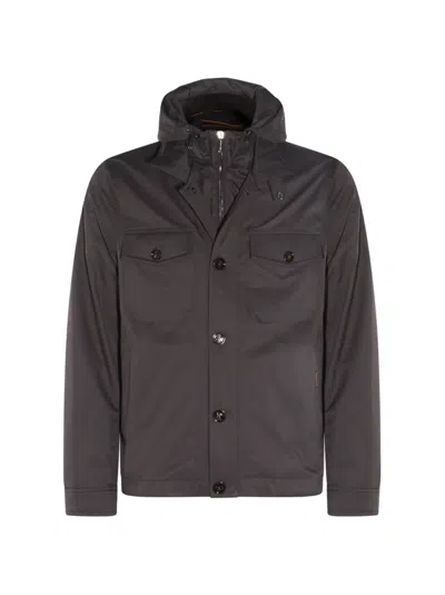 Moorer Buttoned Hooded Jacket In Gray