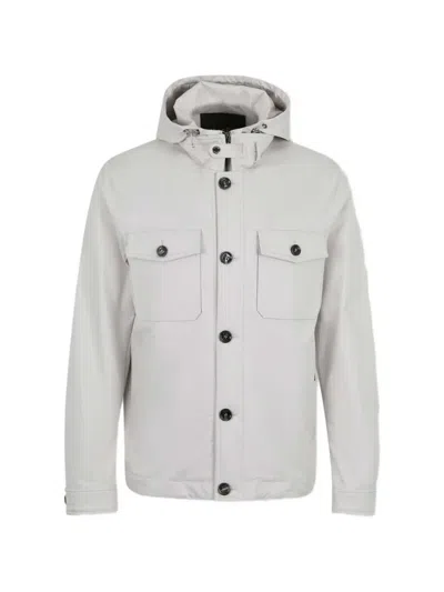 Moorer Buttoned Hooded Jacket In Silver