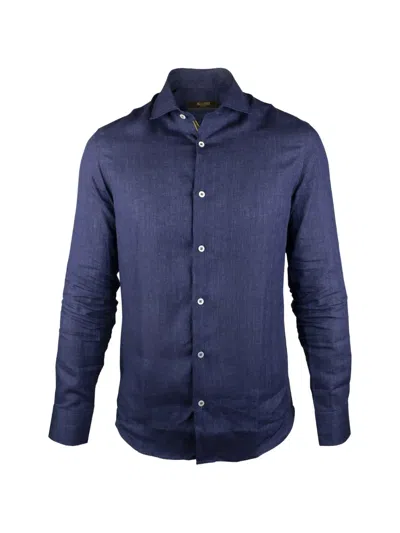 Moorer Buttoned Long-sleeve Shirt In Blue