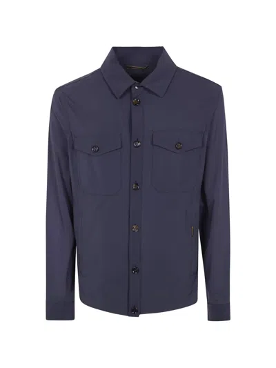 Moorer Buttoned Pocket Jacket In Blue