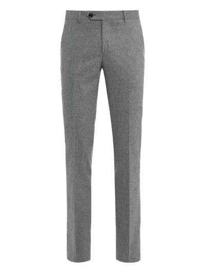 Moorer Buttoned Tailored Trousers In Gray