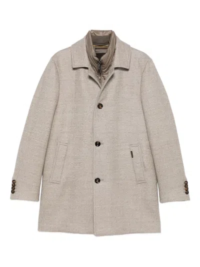 Moorer Buttoned Virgin-wool Coat In Gray