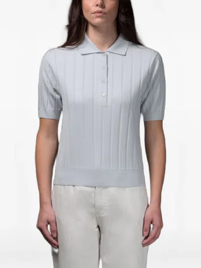 Moorer Buttons Ribbed Polo Shirt In Blue