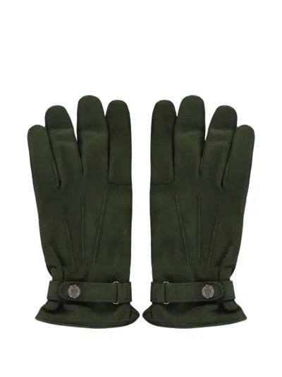 Moorer Button-strap Pintuck-detail Gloves In Green