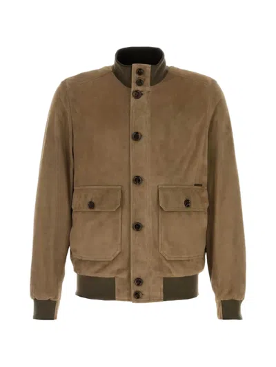 Moorer Carlos-ur Supersoft Leather Bomber Jacket In Brown