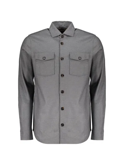 Moorer Button-up Chest-pocket Shirt In Gray