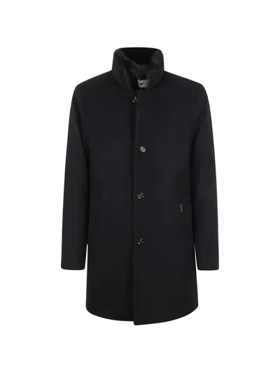 Moorer Button-up Coat In Blue