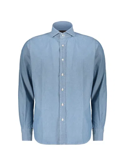 Moorer Button-up Denim Shirt In Blue