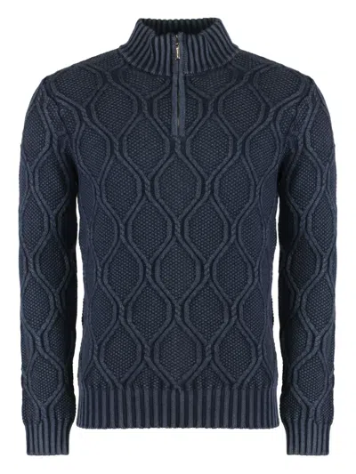 MOORER CABLE-KNIT HALF-ZIP PULLOVER