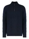 Moorer Cable-knit Half-zip Sweater In Blue