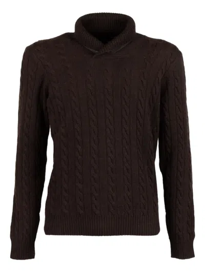 MOORER CABLE-KNIT ROLL-NECK SWEATER