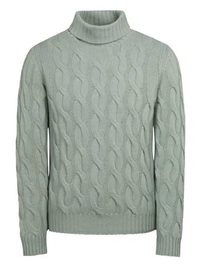 Moorer Cable-knit Roll-neck Sweater In Green