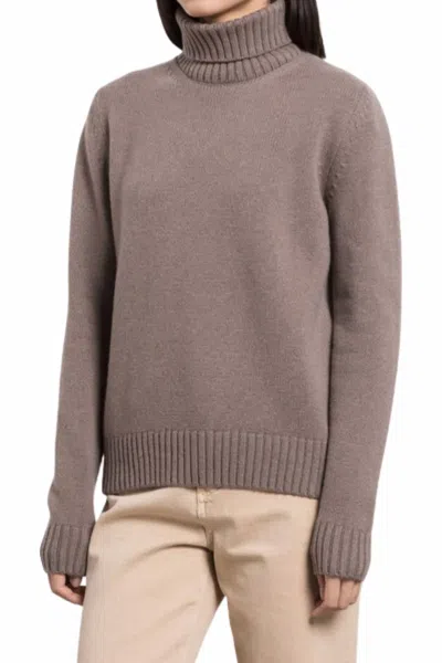 Moorer Cable Knit Turtleneck Sweater In Taupe In Grey