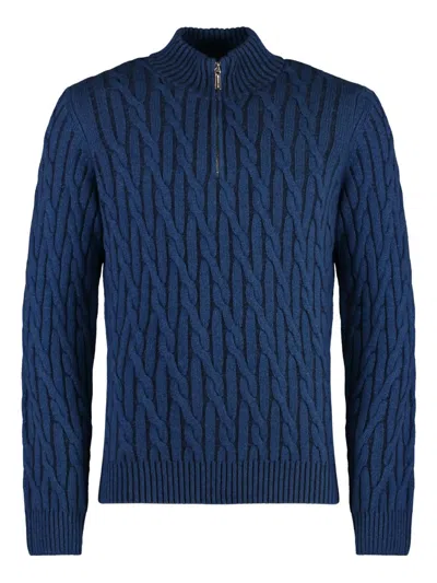 MOORER CABLE-KNIT ZIP-NECK SWEATER