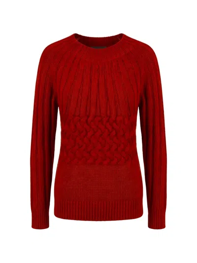 Moorer Cable-knit Ribbed-trim Sweater In Red