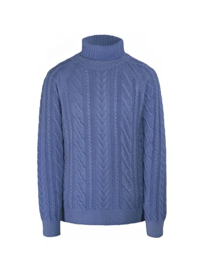 Moorer Cable-knit Roll-neck Sweater In Blue