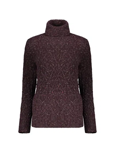 Moorer Cable-knit Roll-neck Sweater In Purple