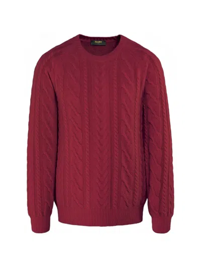 Moorer Cable-knit Sweater In Burgundy