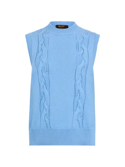 Moorer Cable-knit Vest In Blue