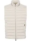 Moorer Quilted High Collar Sleeveless Jacket With Pockets In Neutrals