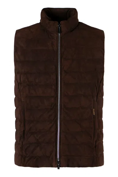 Moorer Calaf Padded Bodywarmer In Brown