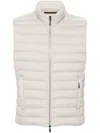 Moorer Quilted High Collar Sleeveless Jacket With Pockets In Neutrals
