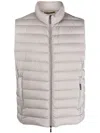 Moorer Quilted High Collar Sleeveless Jacket With Pockets In Neutrals