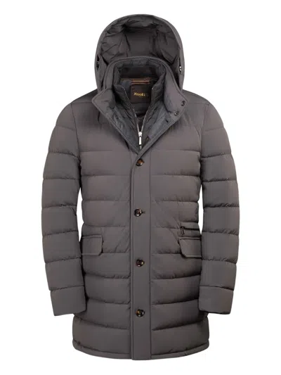Moorer Calandri-kn Hooded Button Jacket In Black
